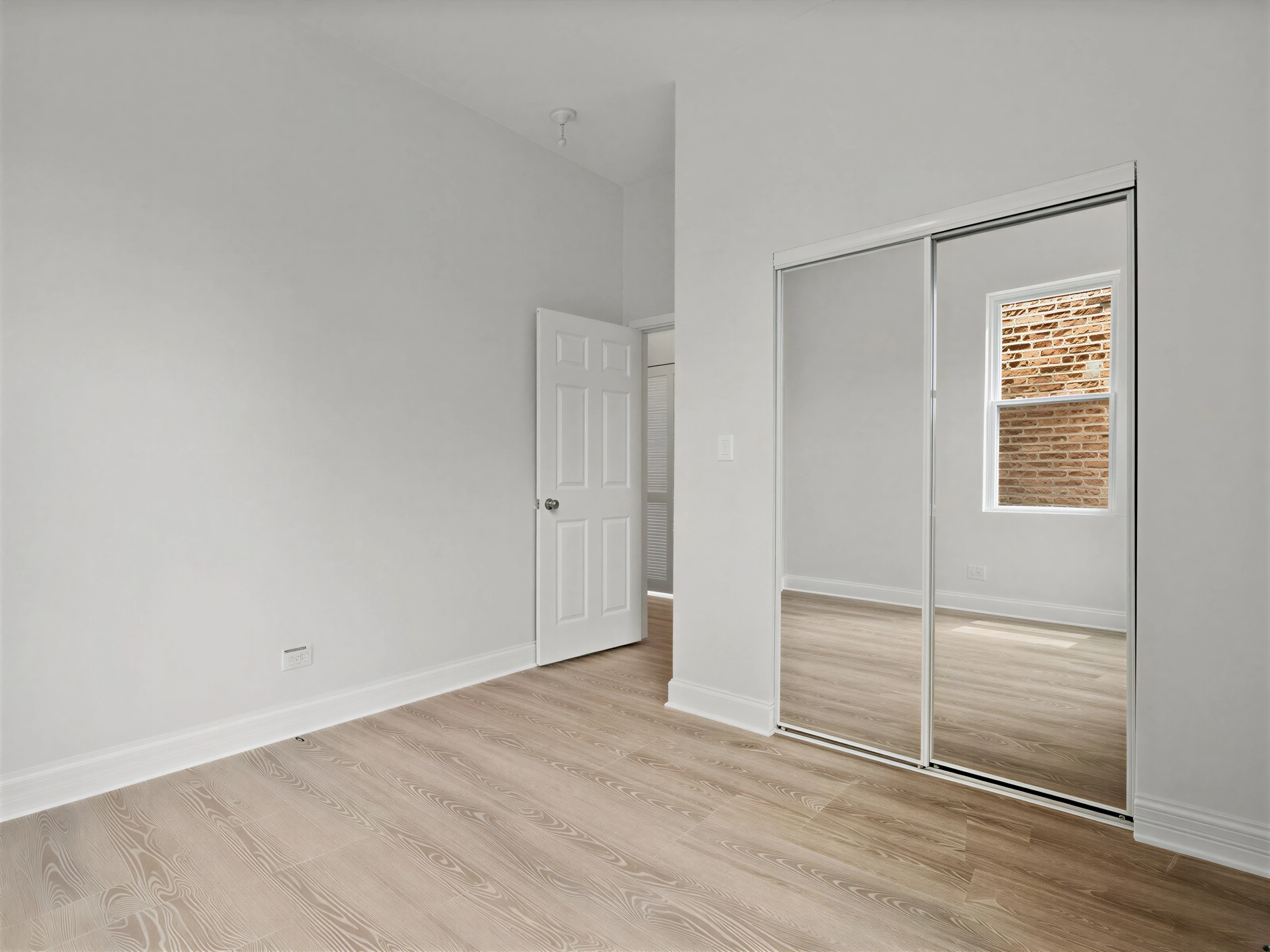 Finished bedroom with new flooring