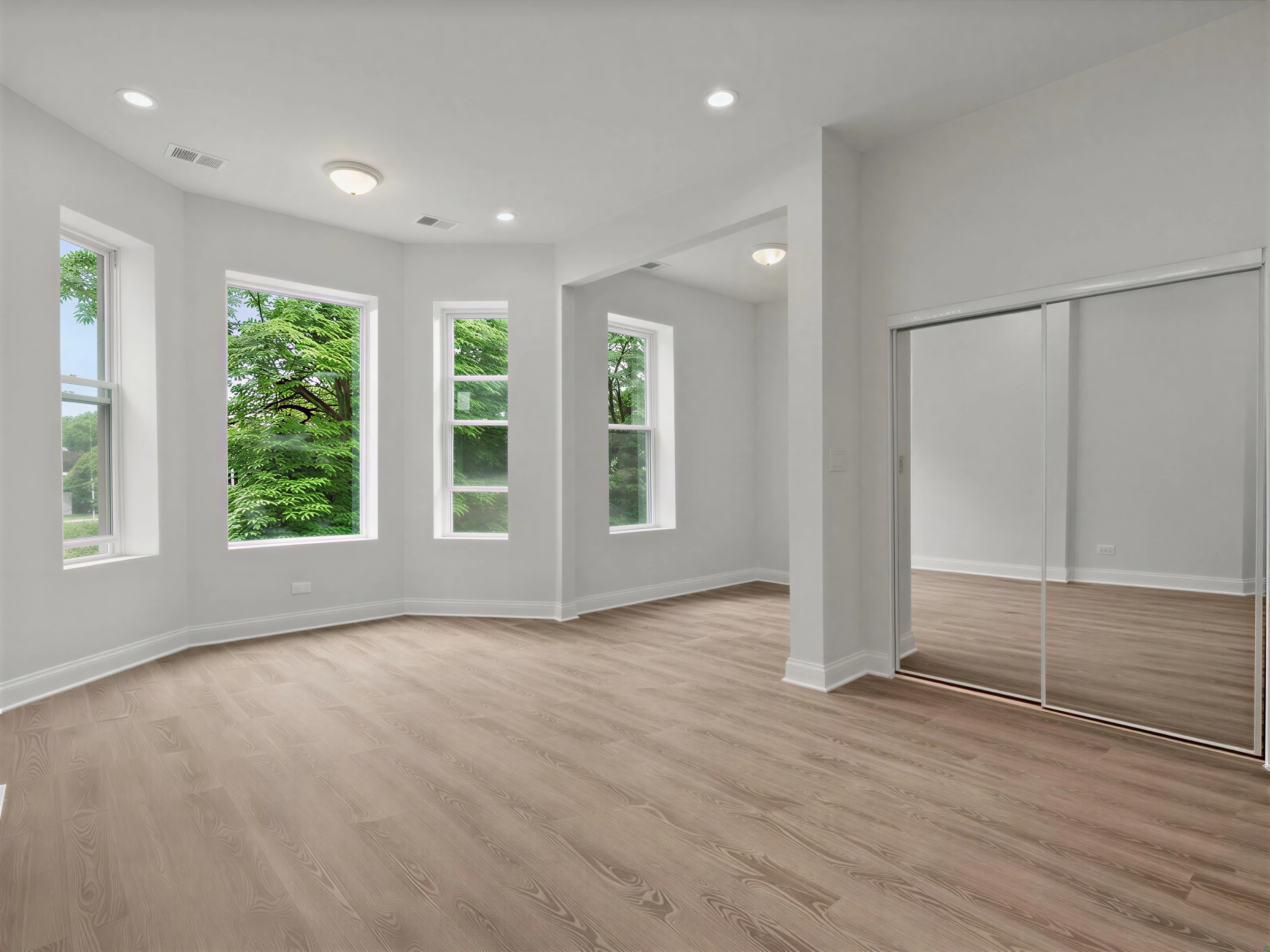 Bedroom with bay windows