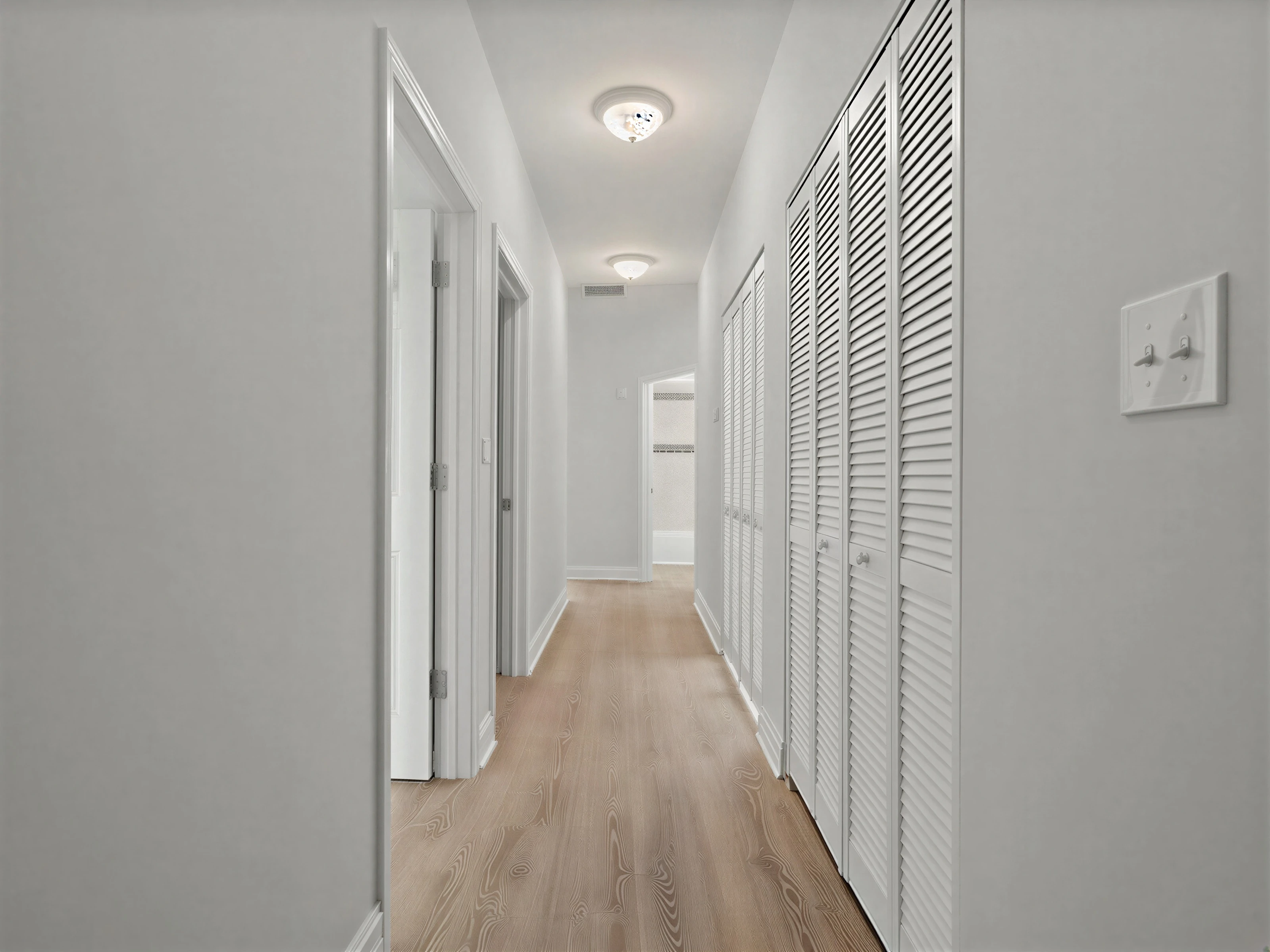 Refinished hallway with new flooring