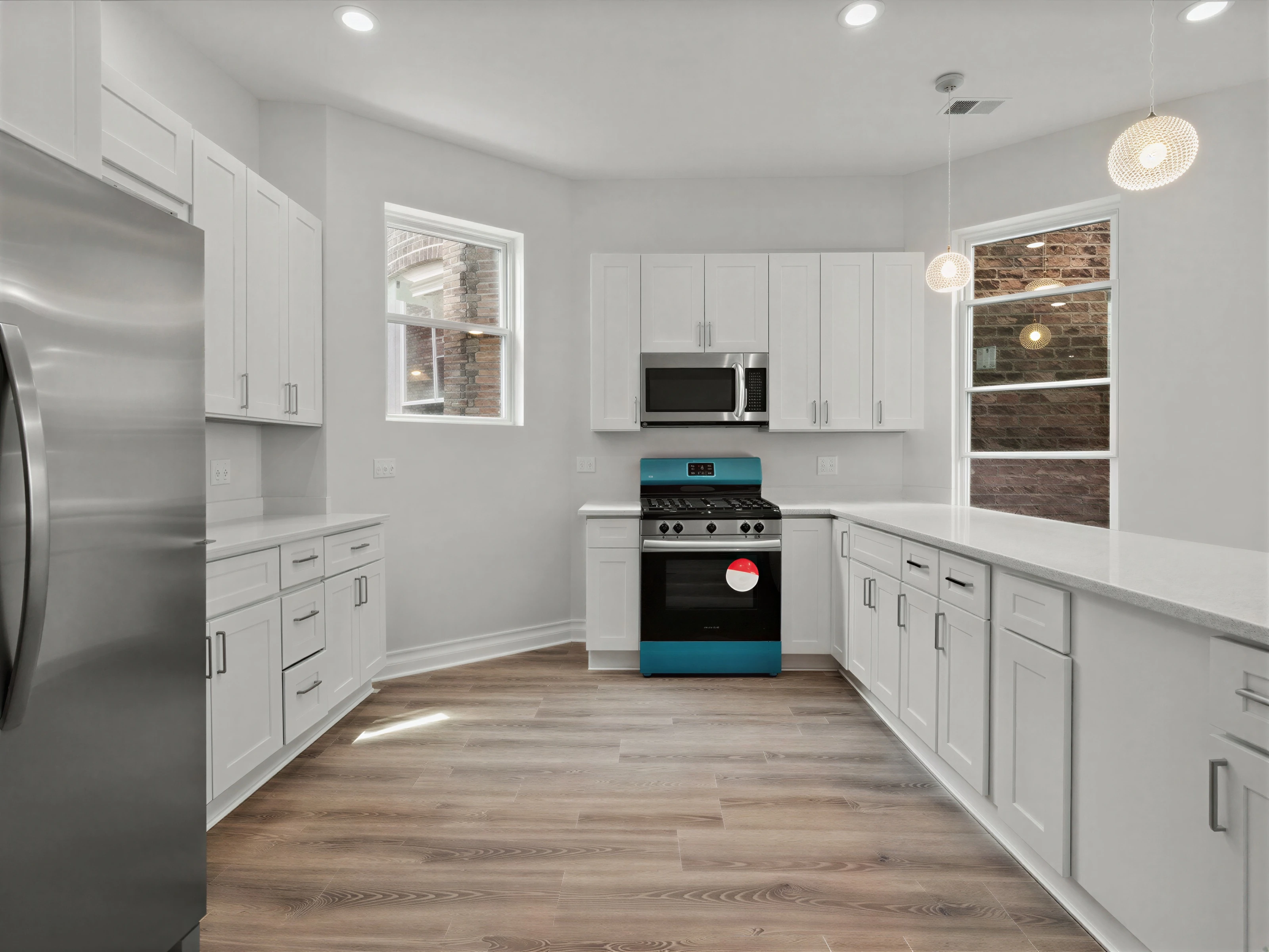 Renovated kitchen with stainless steel appliances