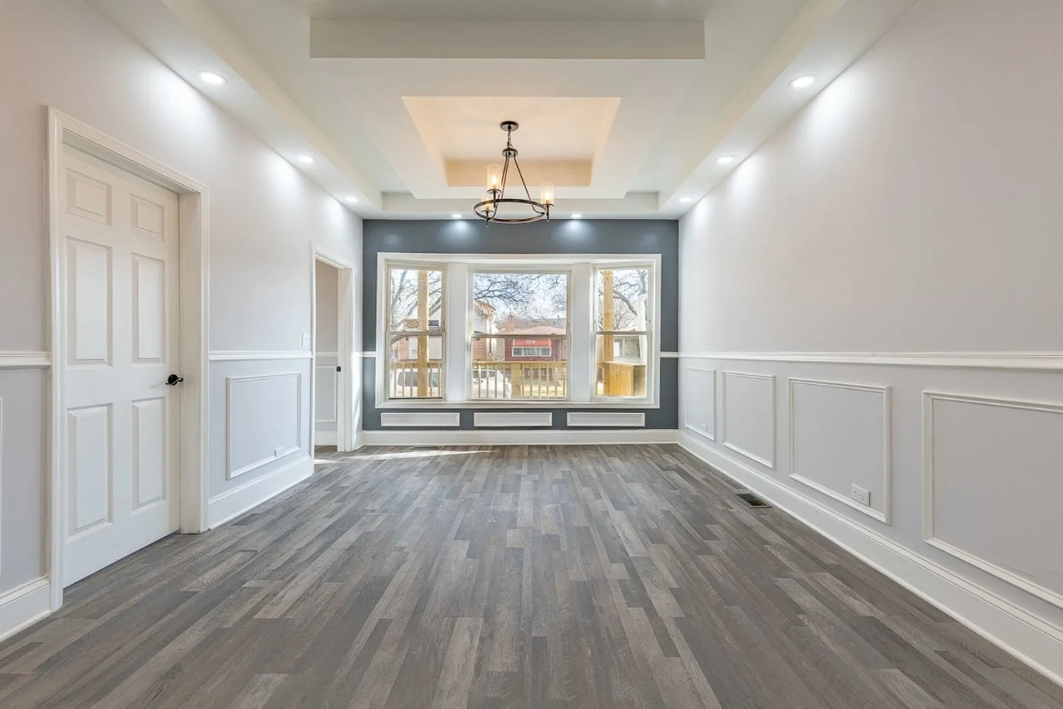 Dining area with a bay window on the main floor