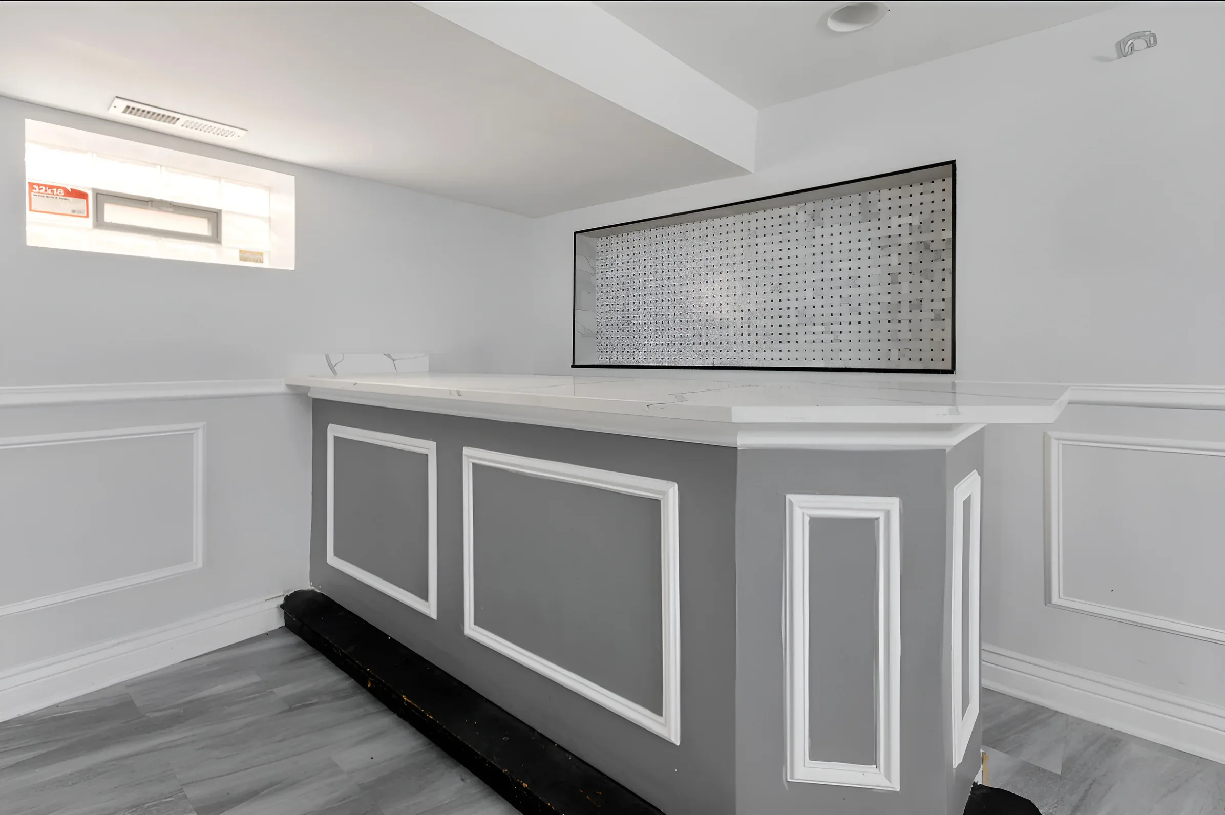 Finished basement bar in the Fuller Park gut rehab