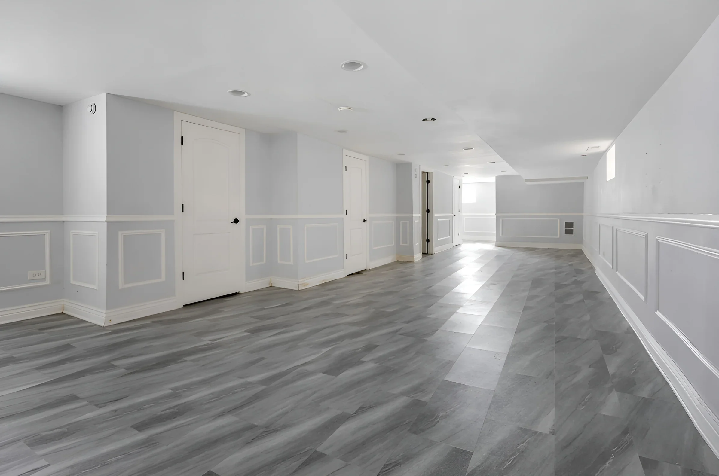 Finished basement hallway